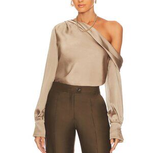 NWT SIMKHAI Alice One Shoulder Top Nutmeg Brown Size XS